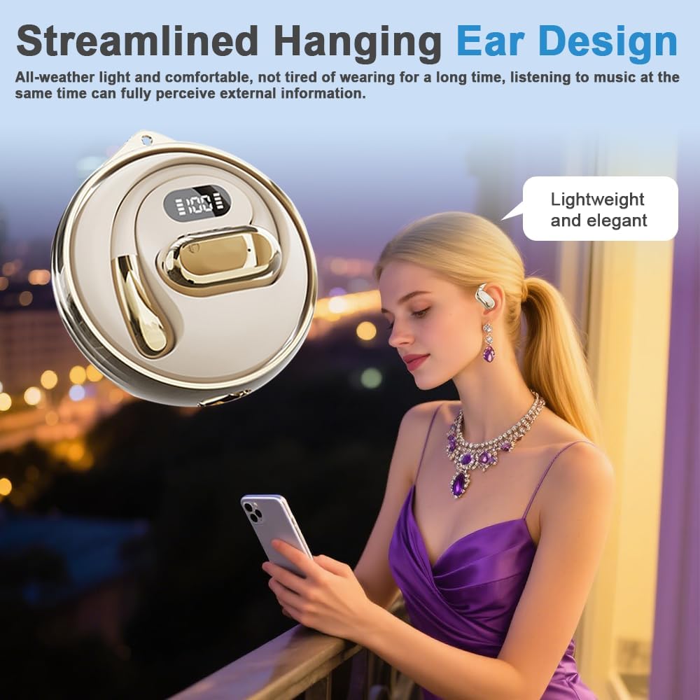 OWS AI Translator Earbuds, Bluetooth Connection AI Translation Headphones, 144-Language Real-Time Translation Earphones, AI Translating Device for Travel, Meeting, Learning, Sport (Skin)